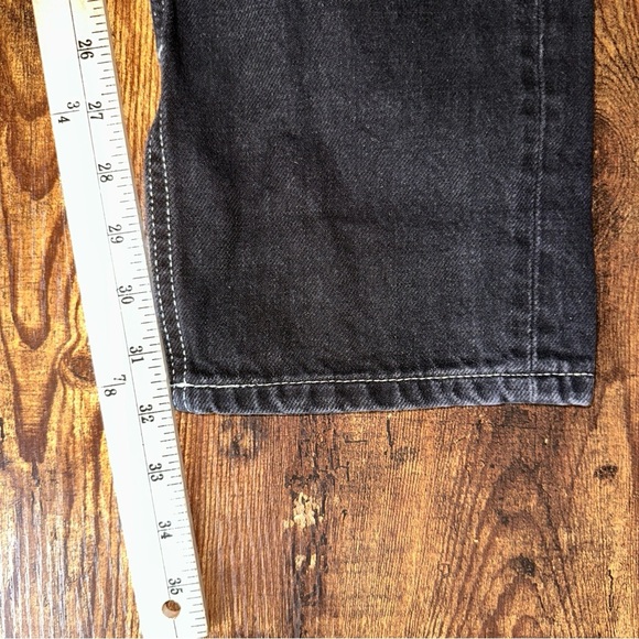 Ganni Jeans Mens 31x32 Black Wash Button Fly Whiskering Straight Leg Split Hem - Picture 13 of 15